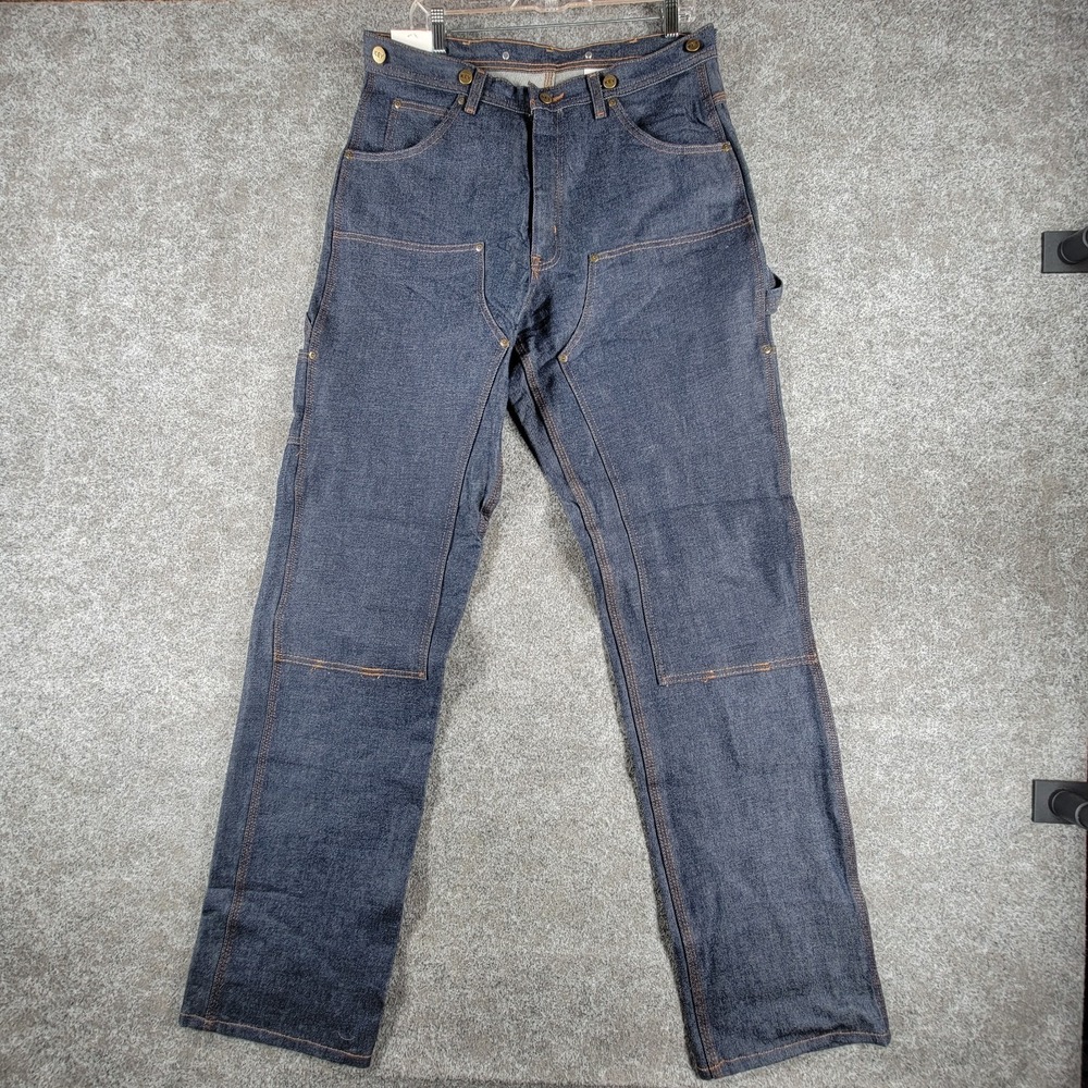 NWT Key Apparel Logger Dungaree Jeans Mens 34x36 Blue Denim Double Front Comfort